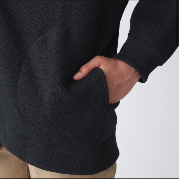 Muji Fleece Knit Wide Cardigan - Black - XS-S - Picture 4 of 7